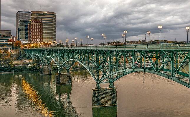 Wall Art featuring the photograph Gay Street Bridge At Dusk by Marcy Wielfaert