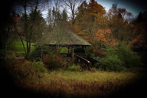 Natural Photograph - Gazebo On Mountain Lake by Deb Beausoleil