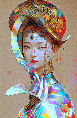 Modern Wall Art featuring the digital art Geisha Concept by Rafael Salazar