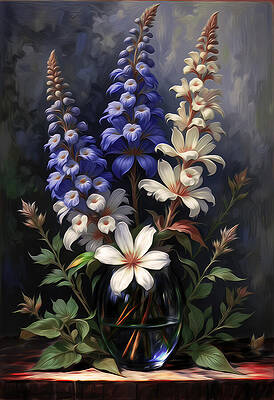Vibrant Floral Arrangement in Vase Digital Art