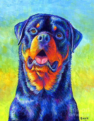 Painting - Gentle Guardian Colorful Rottweiler Dog by Rebecca Wang