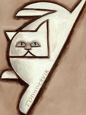 Geometric Wall Art featuring the painting Tommervik Geometric Persian Cat Painting by Tommervik