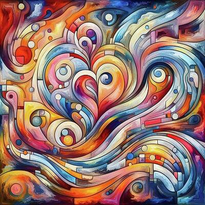 Geometric Wall Art featuring the digital art Geometric Flow A Heart In Motion LV1080 by Don Northup