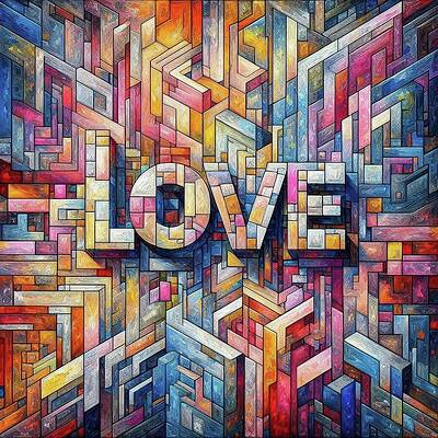 Geometric Wall Art featuring the digital art Geometric Love A Kaleidoscope Of Color LV1000 by Don Northup