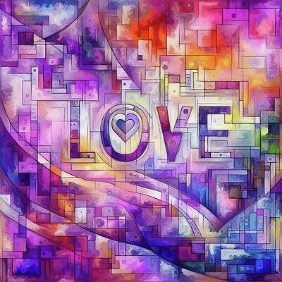 Geometric Wall Art featuring the digital art Geometric Love A Patchwork Of Passion LV1060 by Don Northup