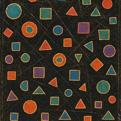Geometric Shapes on Black Background Wall Art