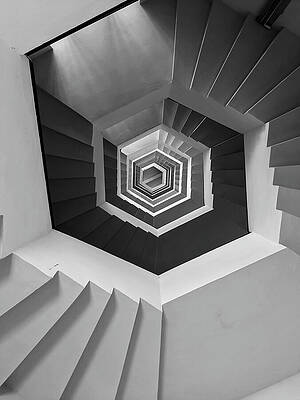 Architecture Wall Art featuring the photograph Geometric Spiral Staircase by Printed View