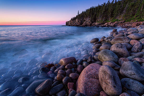 Wall Art featuring the photograph Ghost Surf, Acadia National Park. by Jeff Sinon