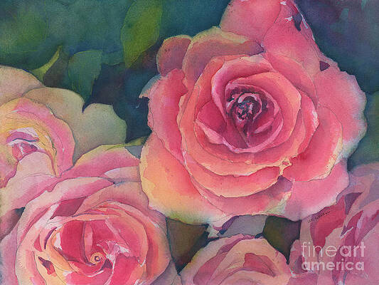 Wall Art featuring the painting Giant Showy Rose by Lois Blasberg