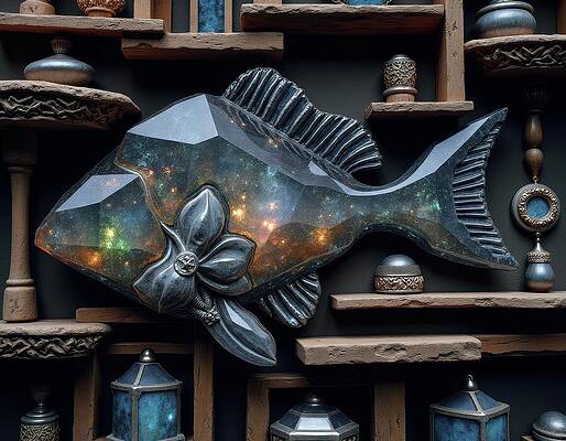 Intricate Wall Art featuring the digital art Gift Fish by Eris And AI
