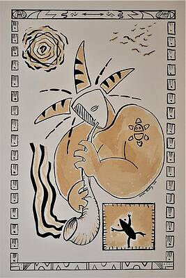 Puerto Rico Wall Art featuring the painting Gigante Caribeno Sax Solo by Oscar Ortiz