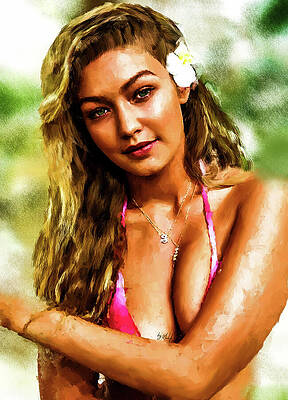 Woman Digital Art - Gigi Hadid Celebrates Her 30th Birthday With Boyfriend Bradley Cooper by Gradify Creations