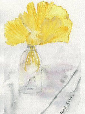 Fall Wall Art featuring the painting Ginkgo And Marble by Elizabeth Reich