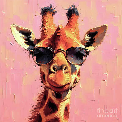 Vibrant Wall Art featuring the ai art Giraffe Portrait by Lucia Stewart