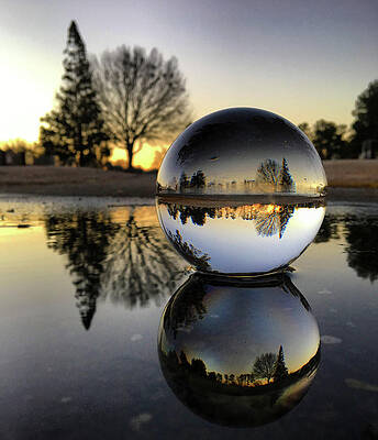 Country Wall Art featuring the photograph Glass Globe Winter Reflections by Greg Lane