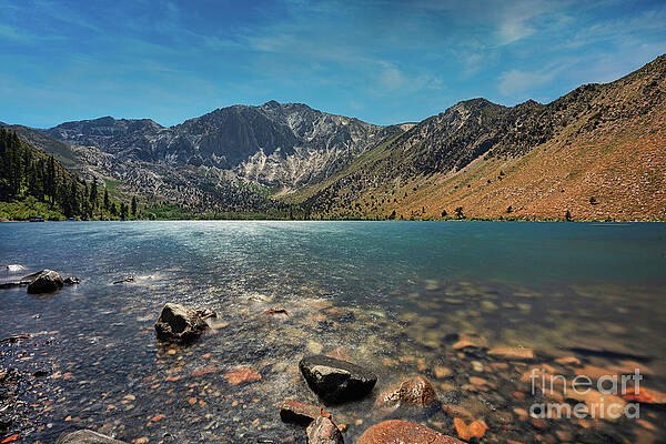 Outdoors Wall Art featuring the photograph Glass Water Under A Blue Sky At Convict Lake, Mammoth Lakes by Abigail Diane Photography