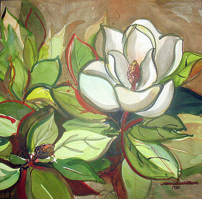 Wall Art featuring the mixed media Glided Magnolia by Sheila Parsons