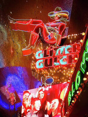 Las Vegas Photograph - Glitter Gulch Neon Sign Fremont Street Las Vegas by Tatiana Travelways