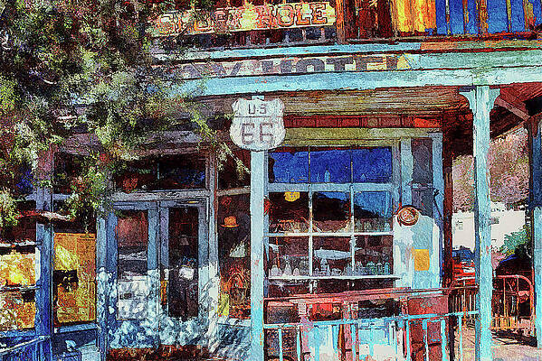 Wall Art featuring the mixed media Glory Hole Hotel Oatman Arizona by Tatiana Travelways