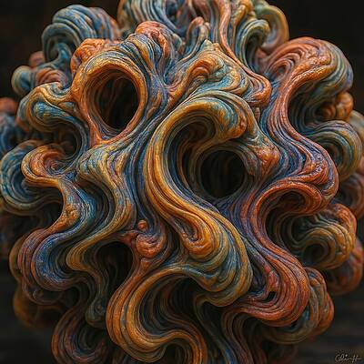 Colorful Organic Swirl Structure Wall Art