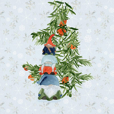 Pattern Mixed Media - Gnomes For The Holidays by Elizabeth Reich