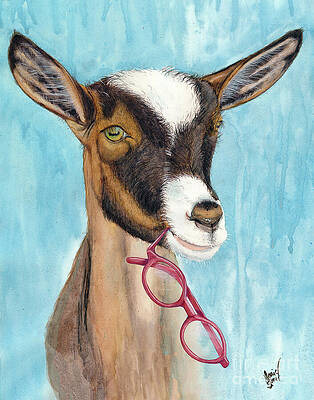Wall Art featuring the painting Goat Spectacle by Marie Stone-van Vuuren