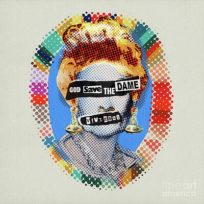 Portrait Wall Art featuring the digital art God Save The Dame - White by BFA Prints