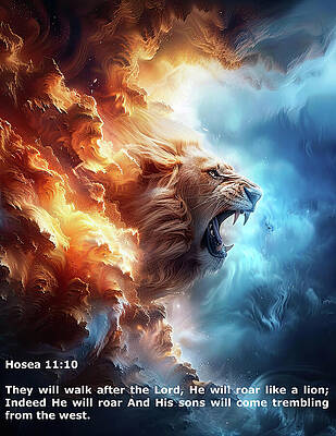 Wall Art featuring the digital art God The Roaring Lion by Gian Smith