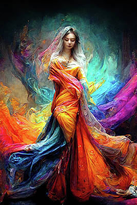 Vibrant Wall Art featuring the digital art Goddess Of Color And Light by Ron Weathers