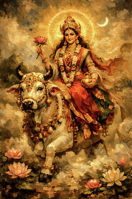 Goddess on Sacred Bull Digital Art