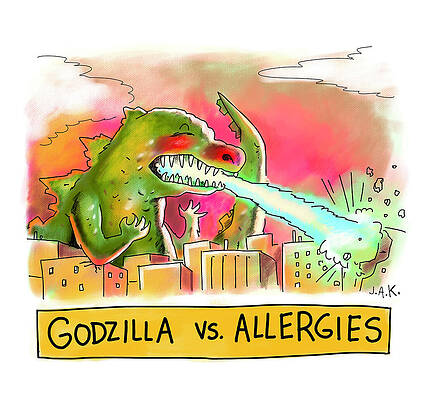 Godzilla vs Allergies Drawing