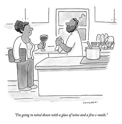 Wine Glass Wall Art featuring the drawing Going To Wind Down by Drew Panckeri