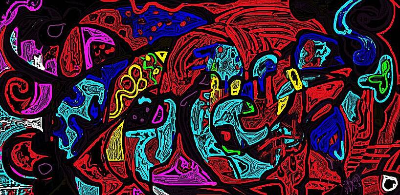 Bold Wall Art featuring the painting Neon Current by Sonja Kraft