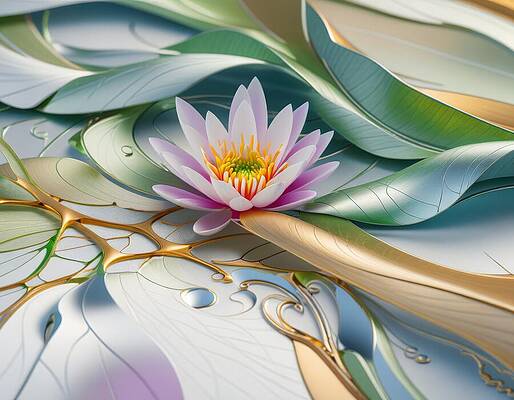 Gold Wall Art featuring the digital art Gold And Lotus by Eris And AI