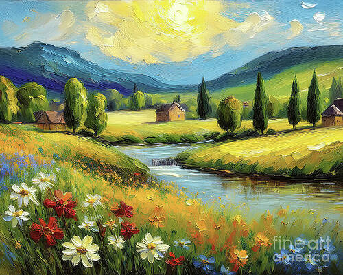 Summer Digital Art - Gold Creek by Macro Abundance