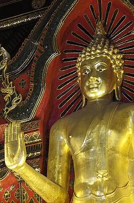 Serene Wall Art featuring the photograph Golden Divinity, Serene Buddha In Chiang Mai by Travel Essayist