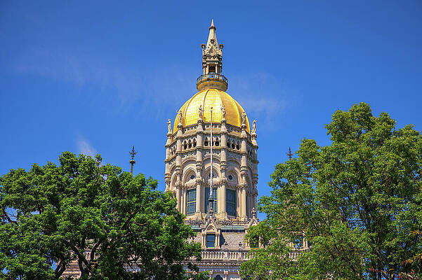 Wall Art featuring the photograph Golden Dome Of The Connecticut State Capitol In Hartford by Miroslav Liska
