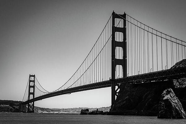 Water Photograph - Golden Gate Black And White by David Fountain