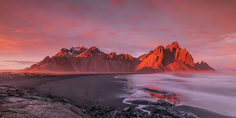 Sunset Photograph - Golden Hour At Vestrahorn, Iceland by Adrian Hendroff