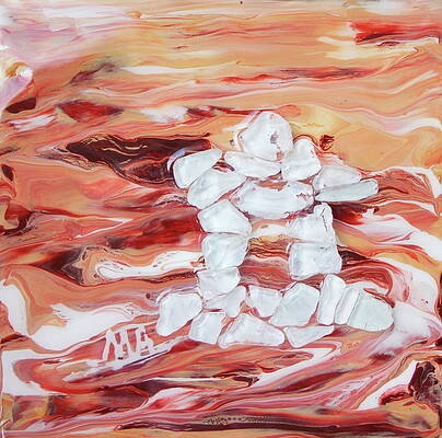 Wall Art featuring the painting Golden Hour Inukshuk by Madeleine Arnett