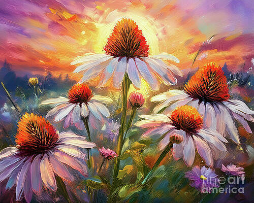 Nature Wall Art featuring the ai art Golden Hour by Macro Abundance