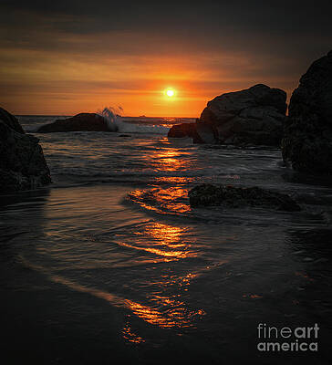 Serene Photograph - Golden Hour Waves And Reflections 5 by Ron Long Ltd Photography