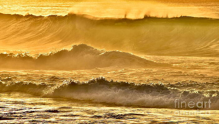 Golden Waves at Sunset Wall Art