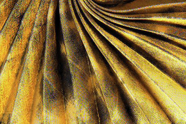 Clothing Photograph - Golden Pleated Fabric Texture by Severija Kirilovaite