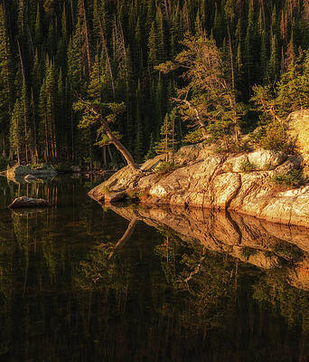 Reflection Wall Art featuring the photograph Golden Reflections At Colorado's Dream Lake by Kevin Schwalbe