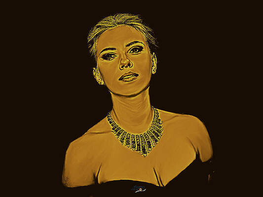 Dramatic Digital Art - Golden Scarlett Johansson by Gradify Creations