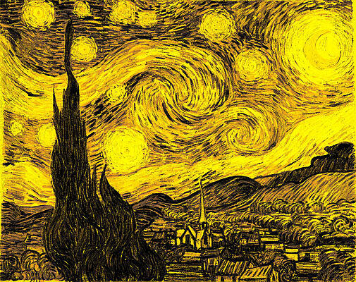 Starry Night in Yellow Tones Digital Art