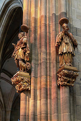 Golden Statues in Cathedral Wall Art