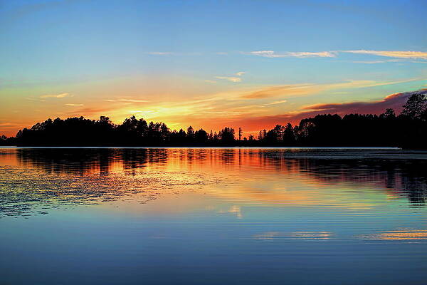 Reflection Photograph - Golden Sunset Over Burrows Lake by Dale Kauzlaric
