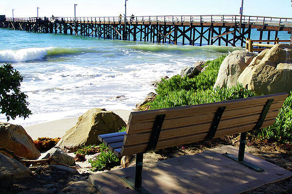 Ocean Wall Art featuring the photograph Goleta Bench by Barbara Siegel